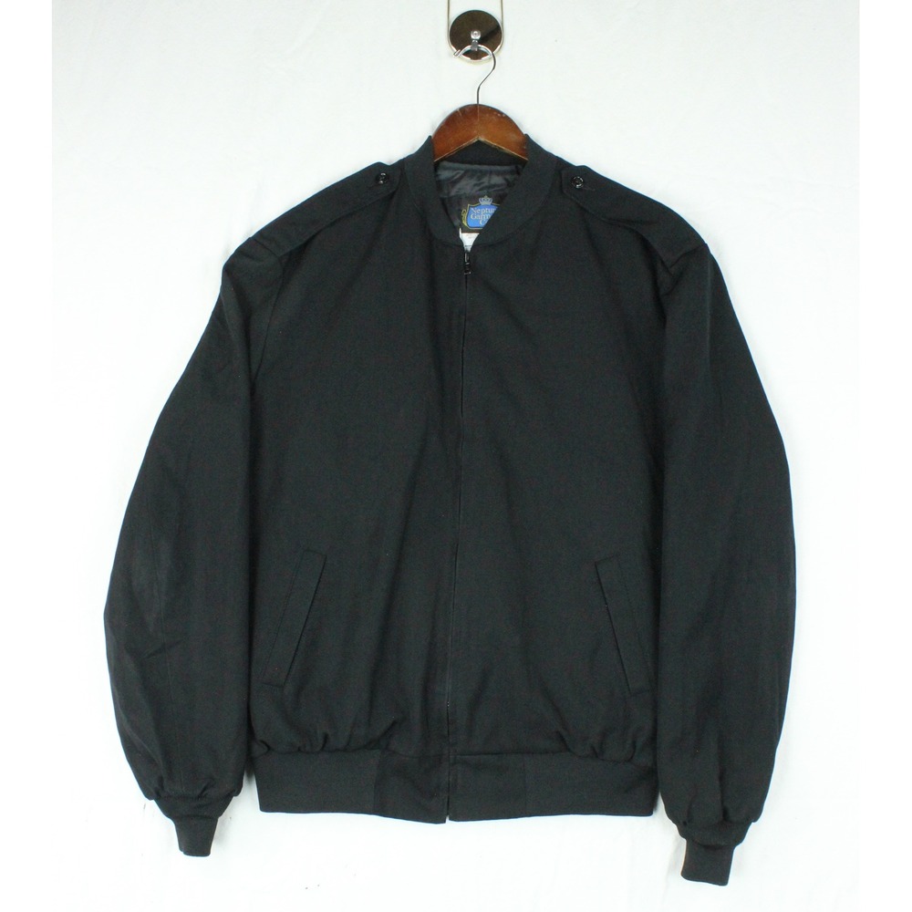 Vintage Mens 2X Officer Bomber Jacket Black Wool Thinsulate Neptune Garment Co